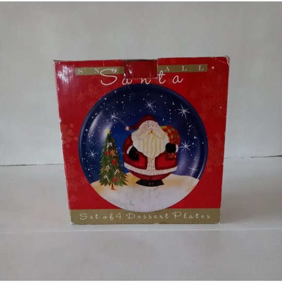 Certified International Snowball Santa  Set of 4 Dessert Plates New - Picture 3 of 13